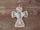 Native American Navajo Nickel Silver Turquoise Cross Pendant by Bobby Cleveland