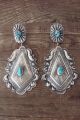 Navajo Sterling Silver Hand Stamped Turquoise Post Earrings! by RL