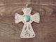Native American Navajo Nickel Silver Turquoise Cross Pendant by Bobby Cleveland