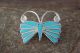 Zuni Indian Sterling Silver Turquoise Inlay Butterfly Pin/Pendant! E. Edaakie