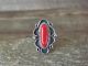 Navajo Indian Jewelry Nickel Silver Coral Ring Size 8 Phoebe Tolta