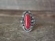 Navajo Indian Jewelry Nickel Silver Coral Ring Size 5.5 Phoebe Tolta