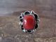 Navajo Indian Jewelry Nickel Silver Coral Ring Size 8 - J. Cleveland