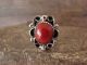 Navajo Indian Jewelry Nickel Silver Coral Ring Size 7 1/2 - J. Cleveland