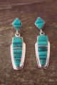 Navajo Sterling Silver Turquoise Inlay Post Earrings - Julius Burbank