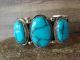 Navajo Indian Nickel Silver Turquoise Bracelet by Jackie Cleveland