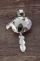 Navajo Sterling Silver Arched Bear Feather Pendant - JH