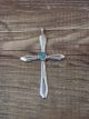 Navajo Indian Sterling Silver & Turquoise Cross Pendant by Vanessa Kee