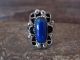 Navajo Indian Jewelry Nickel Silver Azurite Ring Size 7 1/2 - J. Cleveland