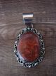 Native American Nickel Silver Apple Coral Pendant Jackie Cleveland