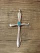 Navajo Indian Sterling Silver & Turquoise Cross Pendant by Vanessa Kee