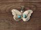 Navajo Indian Sterling Silver Turquoise Butterfly Pendant by Yazzie