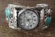 Navajo Indian Jewelry Sterling Silver Grape Leaf Turquoise Watch Cuff  - Eddy Yazzie
