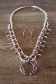 Navajo Sterling Silver Coral Squash Blossom Necklace Set - PG