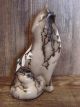 Native American Pottery Horse Hair Howling Wolf by Vail! Navajo Sculpture Pot