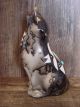 Native American Pottery Horse Hair Howling Wolf by Vail! Navajo Sculpture Pot