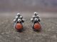 Zuni Indian Sterling Silver & Coral Post Earrings - Booqua