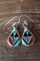 Zuni Indian Jewelry Sterling Silver Inlay Earrings - Carol Niiha