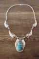 Navajo Sterling Silver Turquoise Pendant and Necklace - D. Morgan