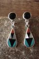 Zuni Indian Jewelry Sterling Silver Inlay Post Earrings - Boone