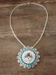 Zuni Sterling Silver Turquoise Mother of Pearl Sunface Necklace - Jonathan Shack