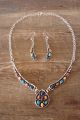Navajo Multi Gemstone Sterling Silver Necklace Set by C. Johnson