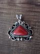 Native American Nickel Silver Coral Pendant Jackie Cleveland