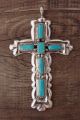 Zuni Indian Sterling Silver Turquoise Cross Pendant by Leekity