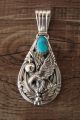 Native American Jewelry Sterling Silver Turquoise Eagle Pendant by Attakai
