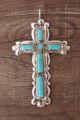 Zuni Indian Sterling Silver Turquoise Cross Pendant by Leekity