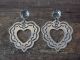 Navajo Indian Nickel Silver Stamped Heart Post Earrings by Jackie Cleveland
