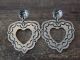 Navajo Indian Nickel Silver Stamped Heart Post Earrings by Jackie Cleveland