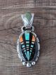 Navajo Indian Sterling Silver Multi Stone Inlay Pendant Signed Ray Jack