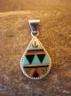 Zuni Indian Sterling Silver Inlay Pendant by  Yuselow