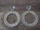 Navajo Indian Nickel Silver Stamped Circle Post Earrings by Jackie Cleveland