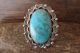 Navajo Indian Jewelry Sterling Silver Turquoise Ring Size 6 1/2 - Delgarito