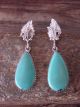 Navajo Sterling Silver Turquoise Feather Post Earrings! Spencer