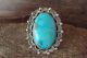 Navajo Indian Jewelry Sterling Silver Turquoise Ring Size 6.5 - Delgarito