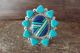 Zuni Indian Jewelry Sterling Silver Turquoise and Lapis Inlay Multi-Stone Ring Size 7.5 - Lamy