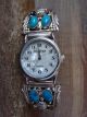 Native American Indian Jewelry Sterling Silver Turquoise Buffalo Watch