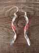Zuni Indian Jewelry Sterling Silver Inlay Coral Swirl Earrings - Ira Johnson