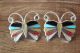 Zuni Indian Jewelry Sterling Silver Inlay Butterfly Post Earrings - Edaakie