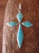 Zuni Indian Jewelry Sterling Silver Turquoise Inlay Cross Pendant - James Kee