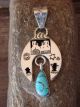 Navajo Jewelry Sterling Silver Turquoise Shadow Box Pendant! - J. James