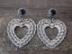Navajo Nickel Silver Stamped Onyx Heart Post Earrings by Jackie Cleveland