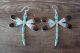 Zuni Sterling Silver Turquoise Multistone Inlay Dragonfly Earrings! Ahiyite