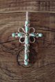 Zuni Sterling Silver Needle Point Turquoise Cross Pendant 