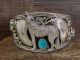 Navajo Indian Sterling Silver & Turquoise Wolf Cuff Bracelet Signed Morgan