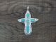 Zuni Indian Cast Sterling Silver Turquoise Cross Pendant by C. Iule