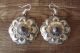 Native American Sterling Silver Purple Spiny Oyster Concho Dangle Earrings by Yazzie